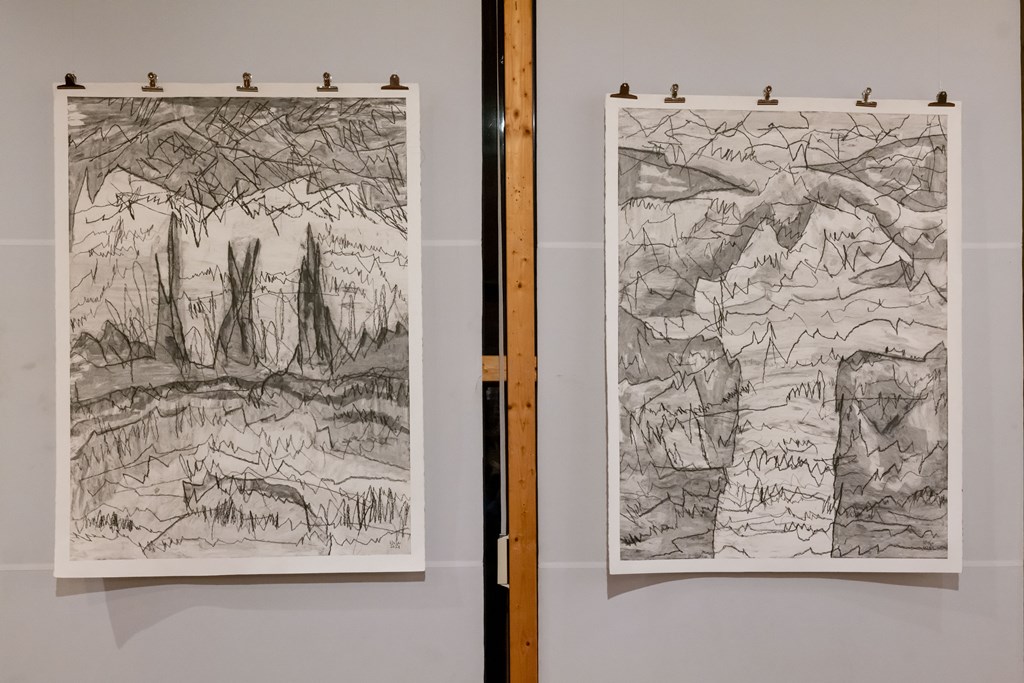 Gerhard Wöß Aus der Serie Landschaftslinien die für die Ausstellung im Lignorama geschaffen wurden. Bildautor Rudi Aigner